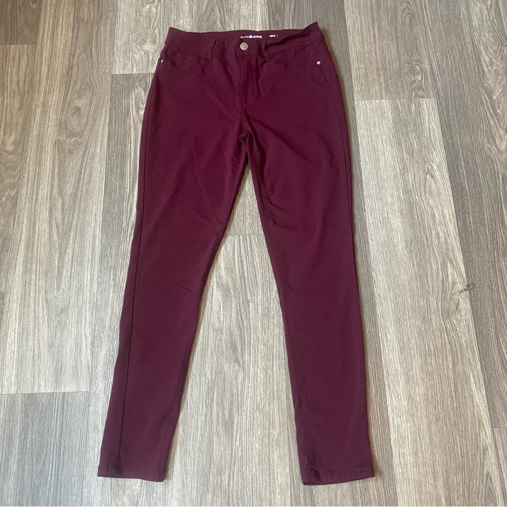 Elite Jeans Maroon Skinny Stretch Pants Size Large